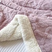 baratos Cobertores de cama-cobertor jacquard de caxemira de carneiro de camada dupla espessa de cor sólida cobertor de cochilo de escritório cobertor de sofá mais quente cobertores super macios
