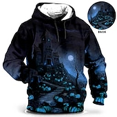 economico Felpe con cappuccio da uomo-Per uomo Zucca Stampe astratte Felpa con cappuccio Felpe Felpa Maglione Manica lunga Felpa con cappuccio Con cappuccio Giornaliero Stampa 3D Halloween Per eventi Per uscire Blu Marrone Stampa