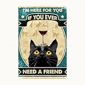 cheap Metal Tin Sign-1pc Retro Metal Tin Sign Cute Cat Tin Sign Vintage Kitchen Signs Wall Decor, Painting Wall Hanging for Home Decor Wall Art Metal Tin Sign 20x30cm/8&#039;&#039;x12&#039;&#039;
