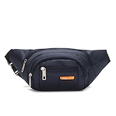 billiga Sportväskor-unisex svart vattentät midjeväska - fannypack med flera fickor med justerbar rem, slitstark bältesväska för resor, sport, vandring och utomhusaktiviteter