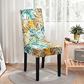 abordables Funda para silla de comedor-Funda elástica para silla de comedor con hojas, funda suave para asiento de silla, protector de muebles lavable duradero para fiesta en el comedor