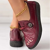 ieftine Mocasini de Damă-mocasini vintage de dama bordeaux cu design floral brodat - pantofi confortabili casual cu slip-on