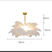 cheap Island Lights-LED Pendant Light Chandelier Gorgeous Extra Large 90cm Ostrich Feather Bouquet Pendant Light Romantic Mounted Lighting Fixture for Restaurant Bedroom Chain NOT Adjustable 110-240V