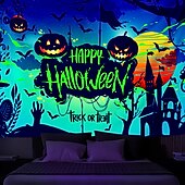 billige halloween veggtepper-halloween dekorasjoner bakgrunnsbelysning billedvev jack o lanterne uv reaktiv hengende fluorescerende hjemmedekorasjon bakgrunn stoff kunst hjem soverom stue