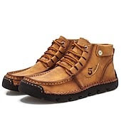 abordables Baskets-bottines en cuir vintage pour hommes – chaussures d&#039;extérieur décontractées à lacets avec semelle antidérapante durable