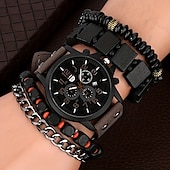 cheap Quartz Watches-Keller Weber 5Pcs Watches Bracelet Set Luxury Men Quartz Wristwatches Leather Band Fahsion Casual Watch For Men Gift For Boyfriend