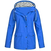 cheap Active Jacket-Women's Rain Jacket Hiking Raincoat Waterproof Jacket Outdoor Windproof Quick Dry Lightweight Hooded Windbreaker Parka Trench Coat Top Camping Hunting Fishing Navy Pink Blue Purple