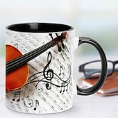  Taza de café de guitarra, tazas de café musicales, taza de viaje de guitarra, taza divertida para beber, decoración de escritorio, taza de té de cerámica de 11.2 oz, regalos de cumpleaños y Navidad para amantes de la música