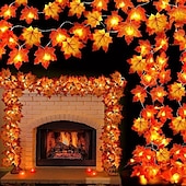 cheap USB String Lights-Red Maple Leaf USB String Lights Halloween Thanksgiving and Fall Decorations for Home Party and  Autumn Atmosphere Decoration