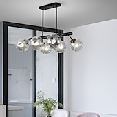 economico Luci a sospensione-lampadario vintage grigio fumo 6 teste 61cm lampada a sospensione regolabile con sfera di vetro e27 lampada a sospensione industriale plafoniera a bolle adatta per ristorante soggiorno camera da letto