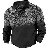 economico Polo vintage da uomo-Per uomo Tribale Magliette Polo a Nido d&#039;Ape Maglia da golf Manica Lunga Magliette polo Camicie con Colletto Vintage Casual Abbigliamento da vacanza Abiti da festa Bottoni Stampa 3D Autunno &amp; Inverno