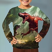 cheap Boy&#039;s 3D Animals-Boys 3D Graphic Animal Dinosaur T shirt Tee Long Sleeve 3D Print Summer Spring Fall Sports Fashion Streetwear Kids 3-12 Years 4-12 Years Outdoor Casual Daily Regular Fit