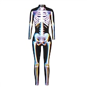 billige Damekostymer-Cosplay kostyme Huddrag Kroppsdrakt Skjelett Kranium Ett Stykke Barne Voksne Dame Karneval Maskerade Mardi Gras Fest Ytelse Enkle Halloween-kostymer Kle deg opp