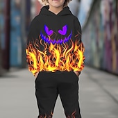 baratos Fantasias de Halloween para meninos-Para Meninos 3D Abóbora Conjunto de moletom e moletom Conjunto de camisola com capuz Conjunto Manga Longa impressao 3D Outono Inverno Ativo Moda Legal Infantil 3-12 anos Ao ar livre Férias Rua Normal