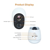 abordables Caméras IP d&#039;intérieur-batterie intégrée hd 1080p wifi caméra ip caméra de surveillance à domicile sans fil caméra étanche extérieure vision nocturne infrarouge suivi intelligent caméra de vidéosurveillance audio