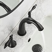 cheap Multi Holes-Widespread Bathroom Faucet Sink Mixer Basin Taps, Twin Handle Vessel Tap with Cold and Hot Hose