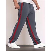 preiswerte Sweatpants-Herren Jogginghose Trainingshose Jogginghose Jogger Hose Hosen Jogginghose mit geradem Bein Kordelzug Elastische Taille Gerade geschnitten Farbblock Patchwork Komfort Atmungsaktiv Casual Täglich