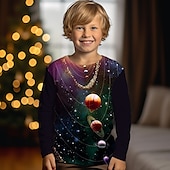 voordelige Jongens 3D Visie &amp; Geometrie-Jongens 3D Grafisch Heelal Ruimte T-shirt Lange mouw 3D-afdrukken Zomer Lente Herfst Sport Modieus Streetwear Kinderen 3-12 jaar Buiten Casual Dagelijks Normale pasvorm