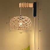 abordables Apliques de pared-Vintage Campestre Lámparas de pared para interiores Sala de estar Comedor cuerda de cáñamo Luz de pared 110-120V 220-240V