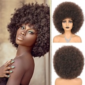 economico Parrucche di Carnevale-capelli afro colore bianco parrucche per donne nere parrucca glueless wear and go parrucca resistente al calore anni &#039;70 parrucca afro sintetica per costume da festa e cosplay parrucche di halloween