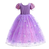 ieftine Costume pentru fete-Prințesă Rapunzel Rochii Manta Rochie de fete cu flori Cosplay Partidul costumelor for Fete Pentru copii Zuia Copiilor Mascaradă Nuntă Invitat la nunta