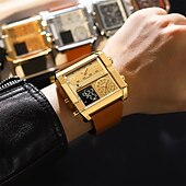 ieftine Ceasuri Quartz-Ceas de lux pentru bărbați POEDAGAR ceas quartz sportiv rectangular rezistent la apă multifuncțional analogic cadran luminos cadouri de Ziua Tatălui
