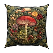 abordables Style Vintage-Housse de coussin double face, taie d&#039;oreiller carrée décorative douce en forme de champignon fantaisie, pour chambre à coucher, salon, canapé, chaise, 1 pièce