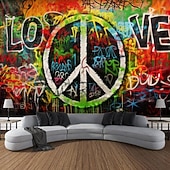 abordables tapisseries trippantes-hippie groovy tapisserie suspendue art mural grande tapisserie décor mural photographie toile de fond couverture rideau maison chambre salon décoration amour paisible années 1950 festival de musique