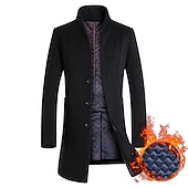 billiga Trenchcoat för män-Herr Vinterkappa Yllekappa Rock Trenchcoat Utomhus Dagliga kläder Höst vinter Polyester Vindtät jacka Ytterkläder Kläder Mode Streetwear Slät Drottning Anne Enkelknäppt med Ett Knapphål