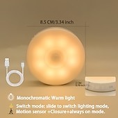olcso Puck Lights-8 led mozgásérzékelő led éjszakai lámpa intelligens kapcsoló érzékelő lámpa usb újratölthető akkumulátorral működő fürdőszobai éjjeli lámpa szoba folyosó hozzáféréshez fürdőszoba otthoni világítás