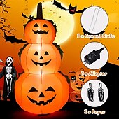 cheap Hallowen Prop Lighting-Halloween Decorations 6Ft Inflatable LED 3 Pumpkins Stack Light, Jack O Lantern Blow Up 3 Pumpkins, Outdoor Indoor Halloween Decorations