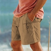 cheap Holiday-Men&#039;s Cotton Linen Shorts Summer Shorts Casual Shorts Drawstring Elastic Waist Front Pocket Graphic Prints Cross Breathable Soft Short Outdoor Casual Daily Streetwear Designer White Blue Micro-elastic