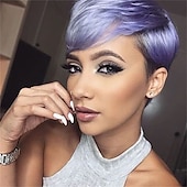 economico Parrucche trendy sintetiche-parrucche corte pixie cut con frangia bionda mista marrone parrucche sintetiche miste marroni per le donne nere parrucche corte pixie per le donne parrucche del partito di cosplay di halloween