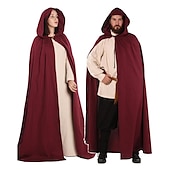 baratos Capa &amp; Capa-Retro Vintage Punk e gótico Medieval Capa Traje Cosplay Bruxa Feiticeiro Viking Cor Sólida Homens Mulheres Unisexo Celta Viking Fantasia Dia Das Bruxas Carnaval Baile de Máscaras Espetáculo Palco