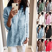 abordables Couleurs unies-Femme Pull mode Décontractées Flexible Couleur unie Grosse maille Col Roulé énorme manche longue Hauts réguliers Tricoter du quotidien Sortie Fin de semaine Noir Blanche Automne Hiver