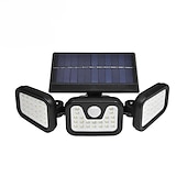 olcso Kültéri falilámpák-3 fejű 270° 74 LED-es napelemes oszloplámpák kültéri állítható fejjel, IP67 vízálló napelemes kerti fali lámpa emberi test mozgásérzékelővel, udvari kerti gyep terasz udvari kerítés dekoráció