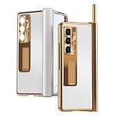 abordables Carcasas Samsung-teléfono Funda Para Samsung galaxia Plegado en Z 6 Z Fold 5 Z Fold 4 Z Fold 3 Funda Trasera con Soporte y protector de pantalla Portalápiz Aleación de aluminio