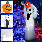 baratos Iluminação de Acessórios de Halloween-decorações de halloween abóbora inflável explodir branco iluminado fantasma boneca assustador com elevação inflável adereço decoração abóbora quintal gramado adereço decoração para interior ao ar livre