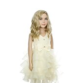 preiswerte Party Perücken-Blonde Perücke Kinder Kinderperücke kurze wellige Perücke aschblonde Perücke gemischte blonde Perücke für Mädchen Cosplay Party hitzebeständige blonde synthetische Haarperücke Halloween Perücken