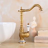 cheap Rotatable-Vintage Kitchen Faucet Sink Mixer Taps, Single Handle Vessel Tap with Cold and Hot Hose