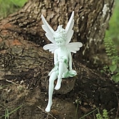 billige hageskulpturer og statuer-1 stk fe statue hage dekorasjon fe genie statue harpiks håndverk blomst fe hage dekorasjon