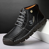 abordables Baskets-bottines en cuir vintage pour hommes – chaussures d&#039;extérieur décontractées à lacets avec semelle antidérapante durable