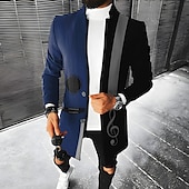 billiga lättviktsrock för män-Herr Grafiska tryck Guitarr Vinterkappa Rock Kappa Håller värmen Andningsfunktion Bekväm Mode Streetwear Affär Arbete Klä till Jobbet Utekväll Ficka Mönster Höst vinter Nedvikt Långärmad Gul Blå Grön