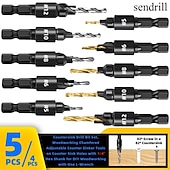 economico Strumenti manuali-Set di 5 punte per trapano svasatore per la lavorazione del legno, con codolo esagonale da 1/4 &quot;per la lavorazione del legno fai da te con una chiave a L # 5 # 6 # 8 # 10 # 12