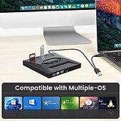 tanie Kable i adaptery-7 w 1 przenośny usb 3.0 ultra-cienka zewnętrzna nagrywarka dvd czytnik napędu odtwarzacz napęd optyczny do akcesoriów do komputerów stacjonarnych laptopa