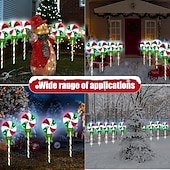 Недорогие уличные рождественские огни-Рождественские солнечные леденцовые дорожные ог lights 80 LED 4 в 1 для улицы 25 дюймов 8 режимов освещения подсвеченные мятные трости рождественские украшения водонепроницаемый подключаемый