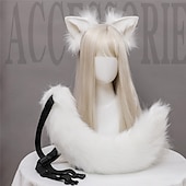 levne Doplňky pro úpravu vlasů-plyšové liščí uši a ocas cosplay doplňky ručně vyráběná simulace šelem uši, obruče do vlasů a ocas, sada šperků