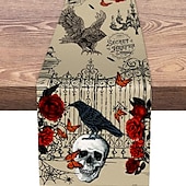 cheap Table Runners-Pumpkin Table Runner Halloween Fall Burlap Tablerunner Farmhouse Indoor Table Autumn Decoration Table Flag Decor For Dining Weddig Party Holiday