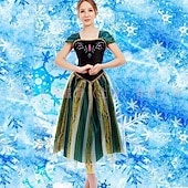 cheap Women&#039;s Costumes-Frozen Fairytale Princess Anna Flower Girl Dress Theme Party Costume Tulle Dresses Cosplay Movie Cosplay for Women&#039;s Adults&#039; Carnival Masquerade Bachelorette Party