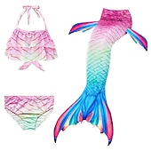 olcso Lányok jelmezei-Sellő Ariel Mermaid Tails Fürdőruha Bikini Hableány Szabadság for Lány Gyermek Álarcos mulatság